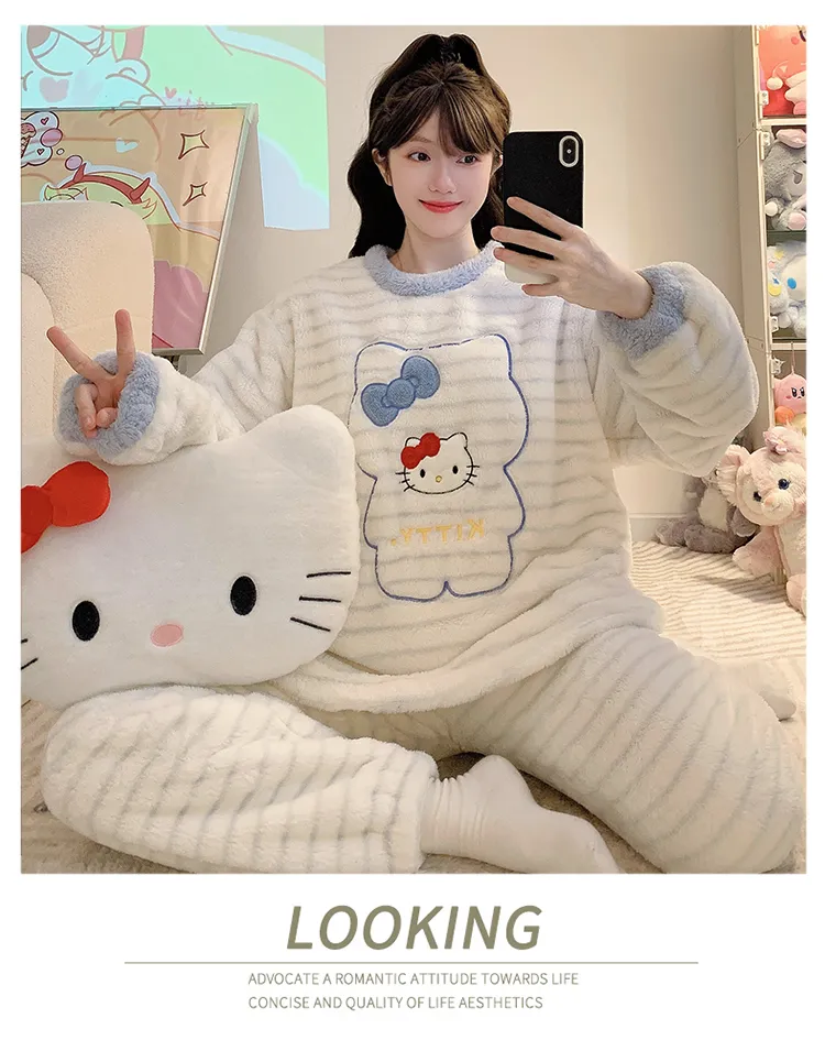Pajamas Women Winter New Meifei Velvet Set Korean Loose Plus Size 110kg Wearable Homewear M-5XL · Wholesale · OEM · Worldwide Shipping - Detail 9