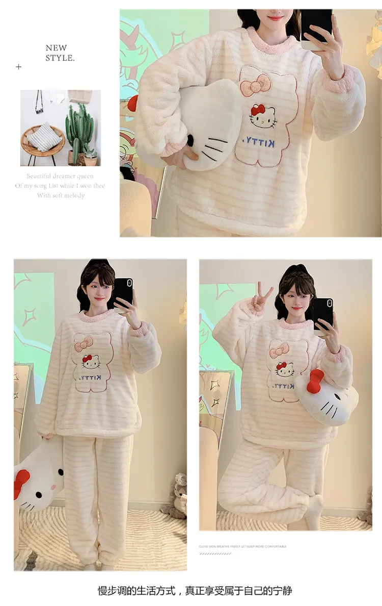 Pajamas Women Winter New Meifei Velvet Set Korean Loose Plus Size 110kg Wearable Homewear M-5XL · Wholesale · OEM · Worldwide Shipping - Detail 5