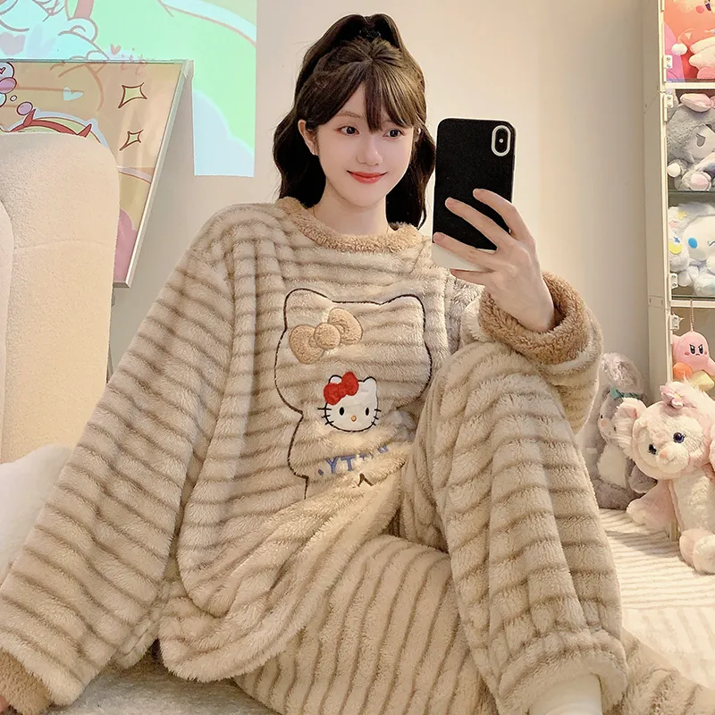 Pajamas Women Winter New Meifei Velvet Set Korean Loose Plus Size 110kg Wearable Homewear M-5XL · Wholesale · OEM · Worldwide Shipping - View 3