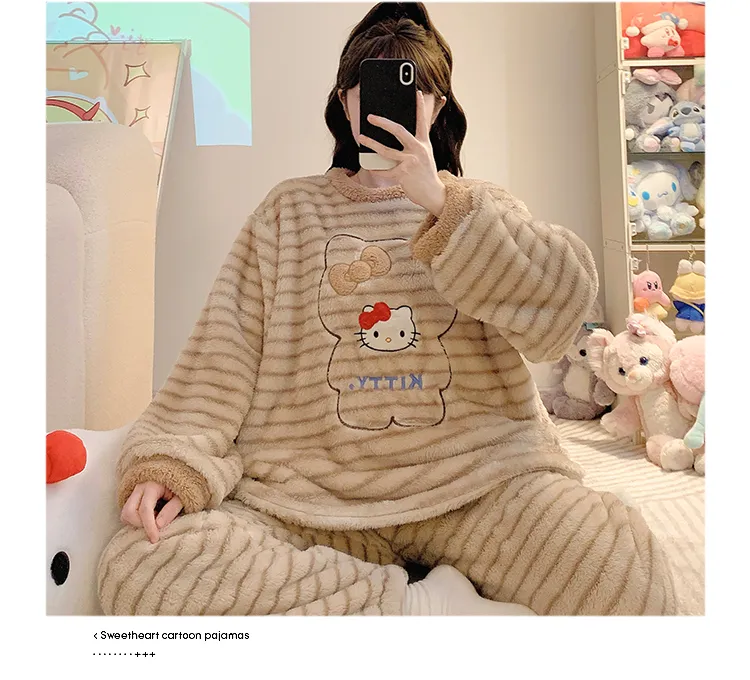 Pajamas Women Winter New Meifei Velvet Set Korean Loose Plus Size 110kg Wearable Homewear M-5XL · Wholesale · OEM · Worldwide Shipping - Detail 15
