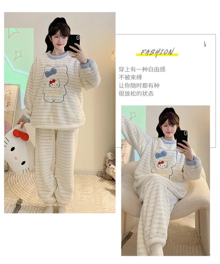 Pajamas Women Winter New Meifei Velvet Set Korean Loose Plus Size 110kg Wearable Homewear M-5XL · Wholesale · OEM · Worldwide Shipping - Detail 11