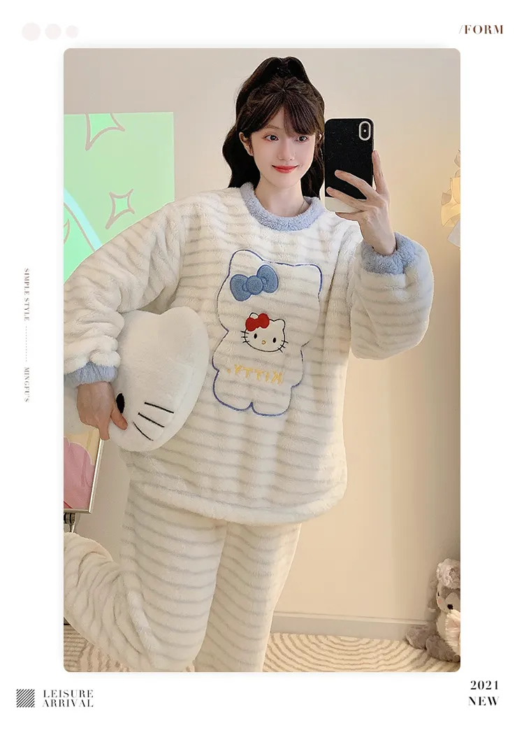 Pajamas Women Winter New Meifei Velvet Set Korean Loose Plus Size 110kg Wearable Homewear M-5XL · Wholesale · OEM · Worldwide Shipping - Detail 10
