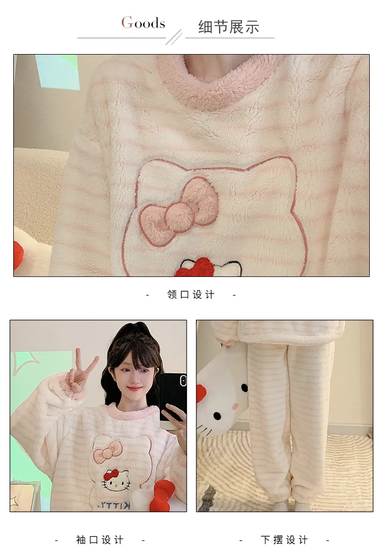 Pajamas Women Winter New Meifei Velvet Set Korean Loose Plus Size 110kg Wearable Homewear M-5XL · Wholesale · OEM · Worldwide Shipping - Detail 3