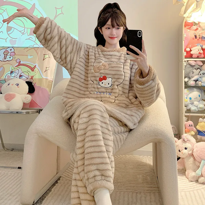 Pajamas Women Winter New Meifei Velvet Set Korean Loose Plus Size 110kg Wearable Homewear M-5XL · Wholesale · OEM · Worldwide Shipping - View 4