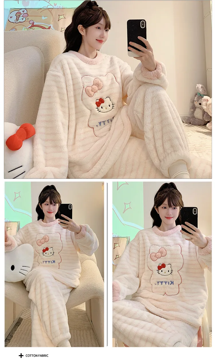 Pajamas Women Winter New Meifei Velvet Set Korean Loose Plus Size 110kg Wearable Homewear M-5XL · Wholesale · OEM · Worldwide Shipping - Detail 6