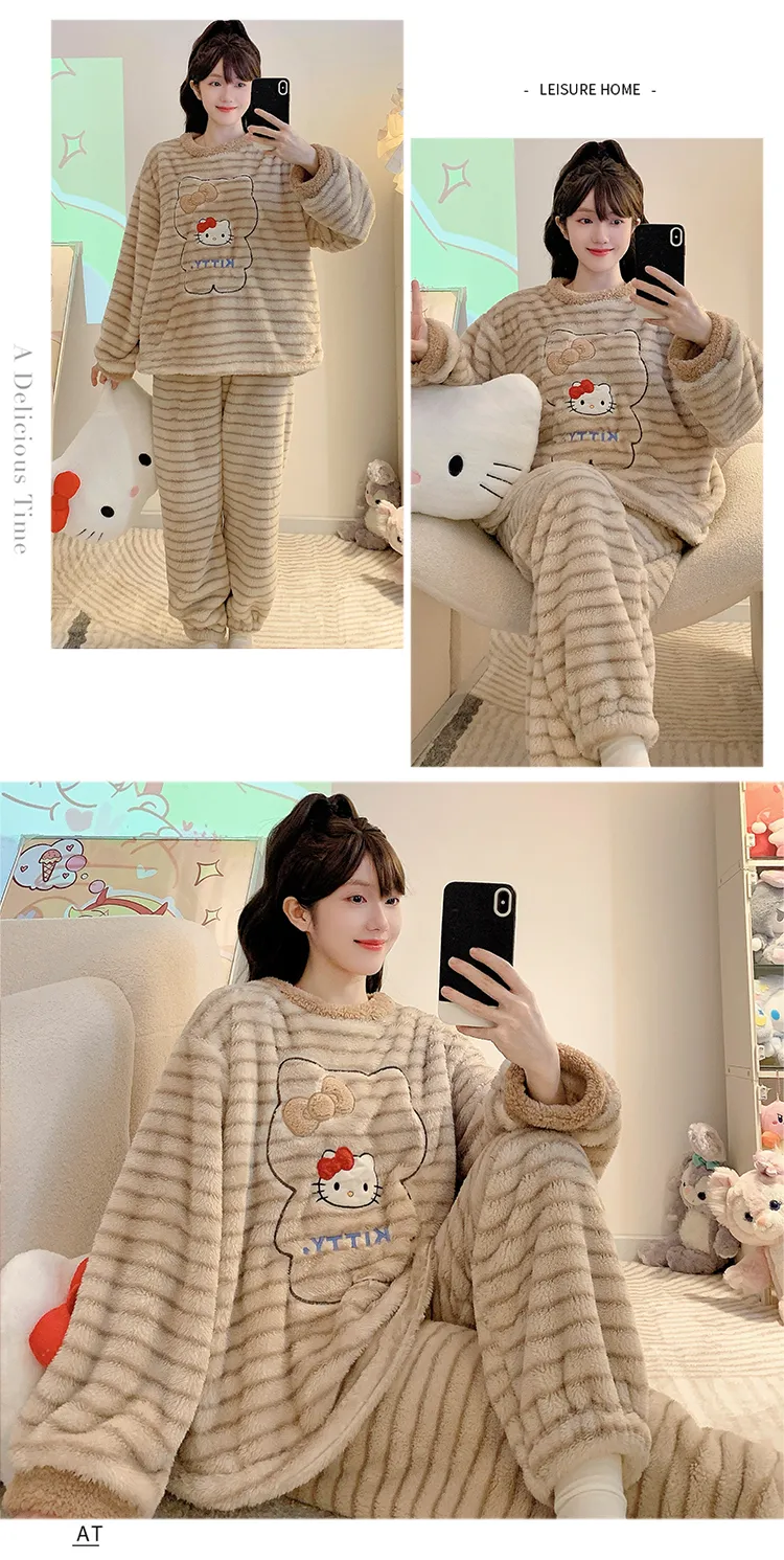 Pajamas Women Winter New Meifei Velvet Set Korean Loose Plus Size 110kg Wearable Homewear M-5XL · Wholesale · OEM · Worldwide Shipping - Detail 13