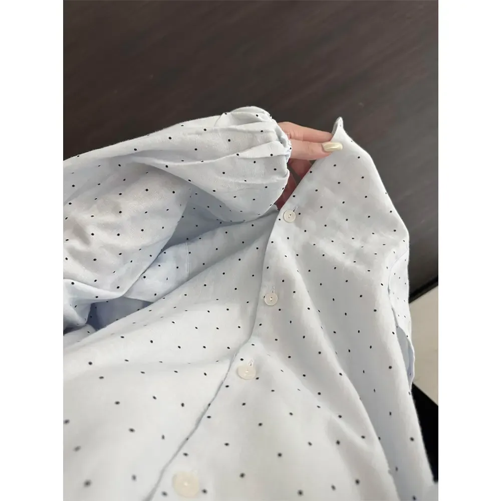 Source Factory/Sweet and Cute Polka Dot Doll Collar Pajamas for Women Spring and Autumn New Loose Long-Sleeve Long-Pants Home Wear · Wholesale · OEM · Worldwide Shipping - View 2