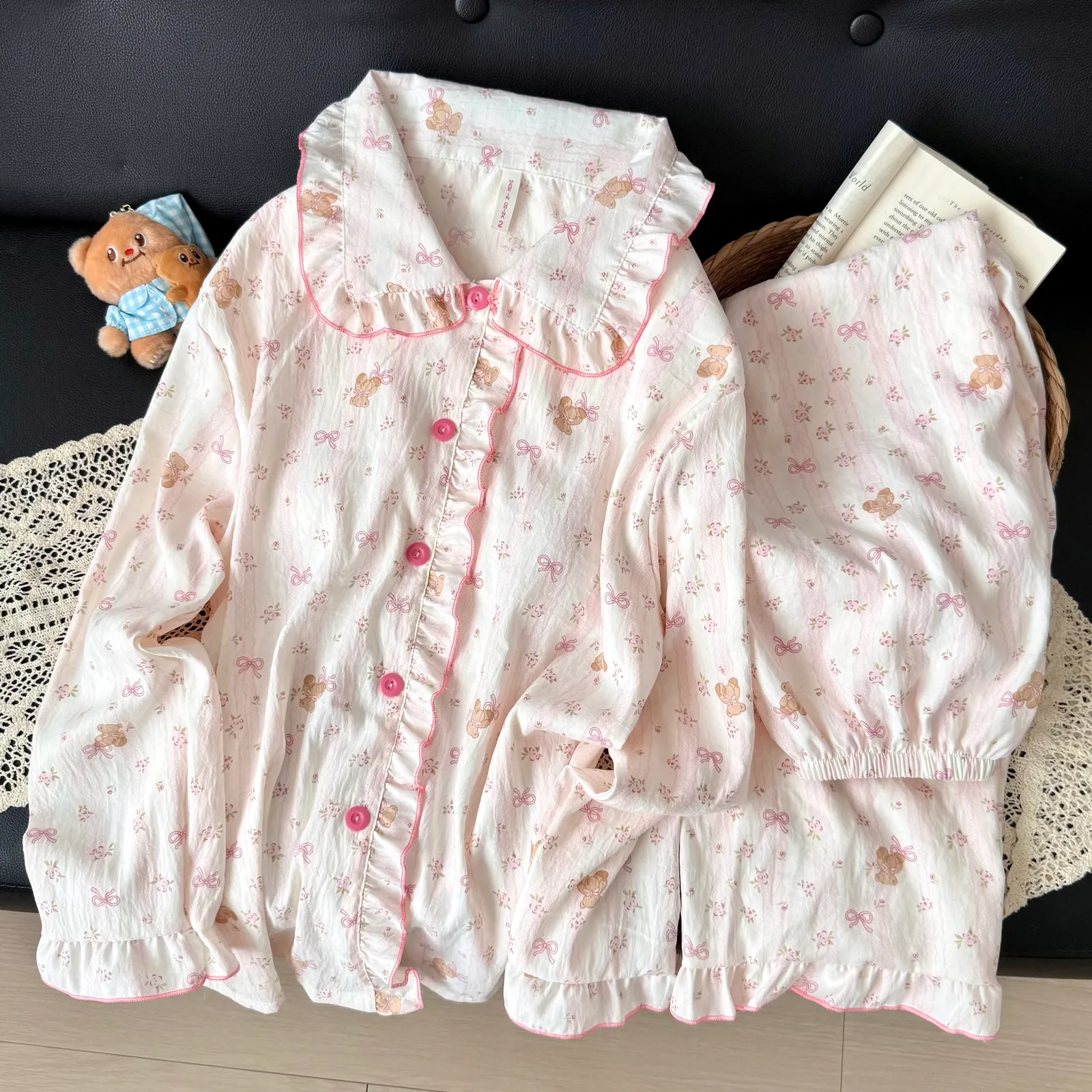Nouvelle collection d'automne, cardigan avec col Claudine et coussinets, pyjama pour jeunes filles, adorable et doux, manches longues et pantalon long, vêtements d'intérieur, coton nuage · Grossiste · OEM · Mondial - Detail 23