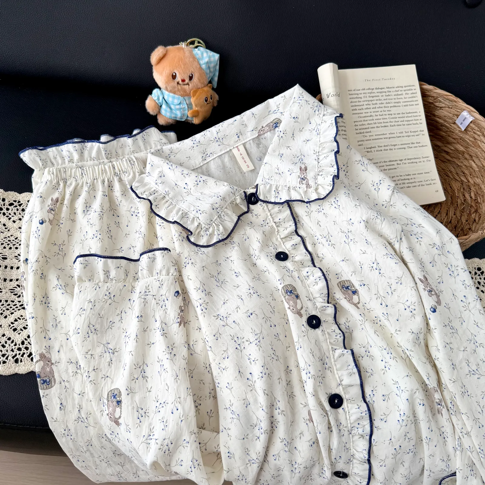 Nouvelle collection d'automne, cardigan avec col Claudine et coussinets, pyjama pour jeunes filles, adorable et doux, manches longues et pantalon long, vêtements d'intérieur, coton nuage · Grossiste · OEM · Mondial - Detail 4