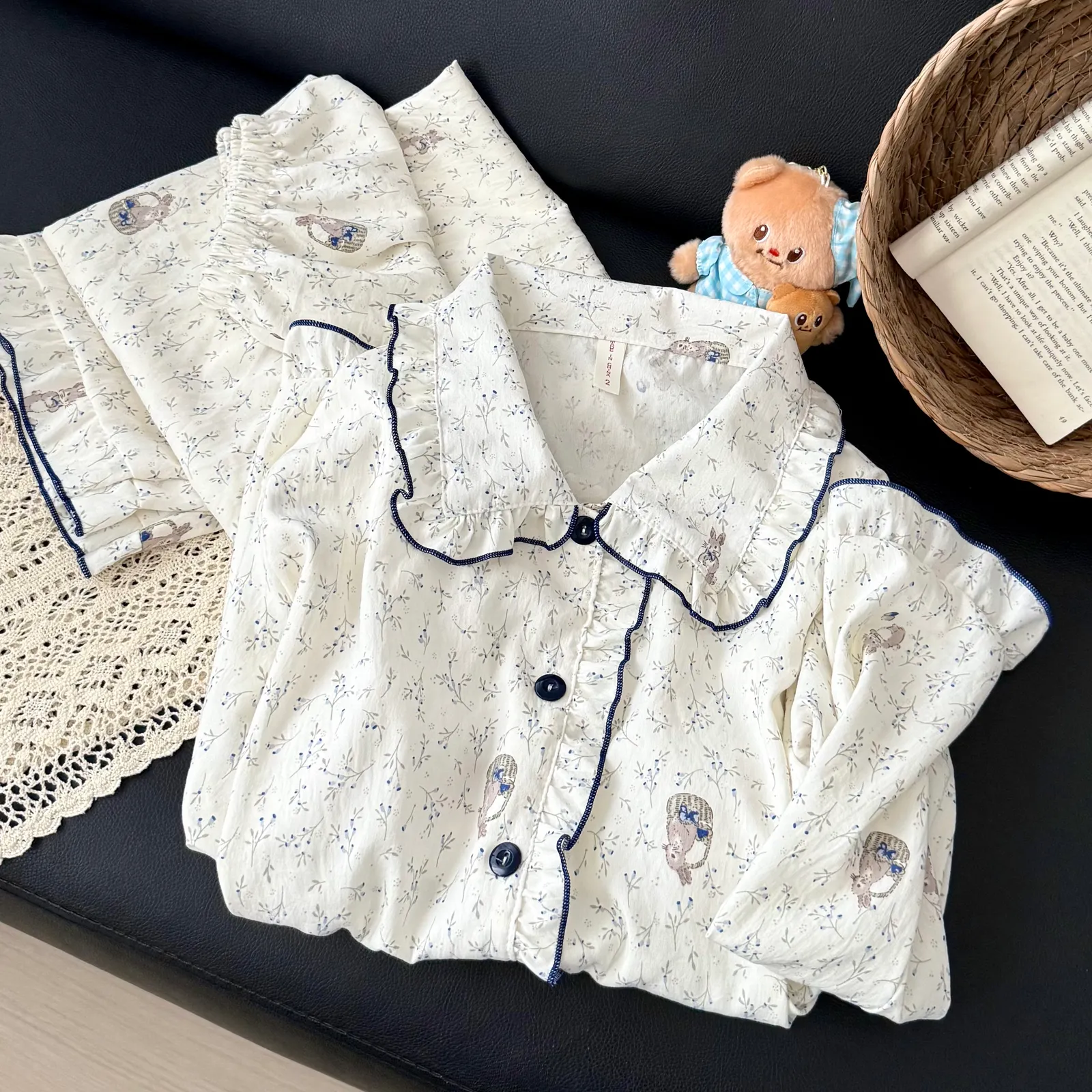 Nouvelle collection d'automne, cardigan avec col Claudine et coussinets, pyjama pour jeunes filles, adorable et doux, manches longues et pantalon long, vêtements d'intérieur, coton nuage · Grossiste · OEM · Mondial - Detail 13