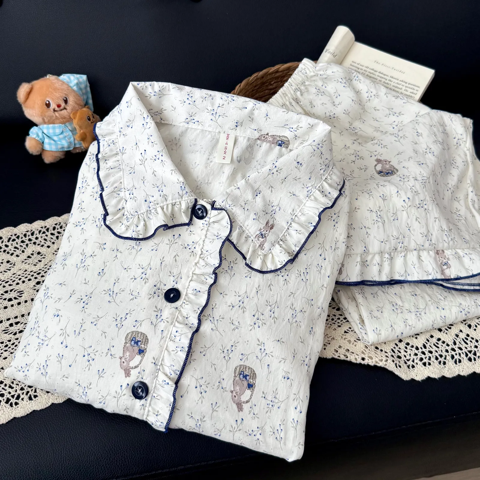 Nouvelle collection d'automne, cardigan avec col Claudine et coussinets, pyjama pour jeunes filles, adorable et doux, manches longues et pantalon long, vêtements d'intérieur, coton nuage · Grossiste · OEM · Mondial - Detail 6