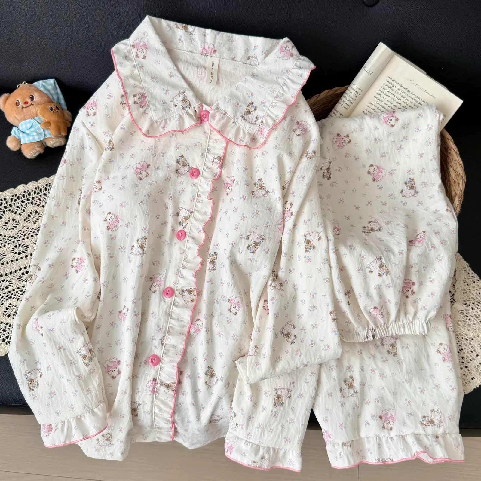 Nouvelle collection d'automne, cardigan avec col Claudine et coussinets, pyjama pour jeunes filles, adorable et doux, manches longues et pantalon long, vêtements d'intérieur, coton nuage · Grossiste · OEM · Mondial - Detail 21