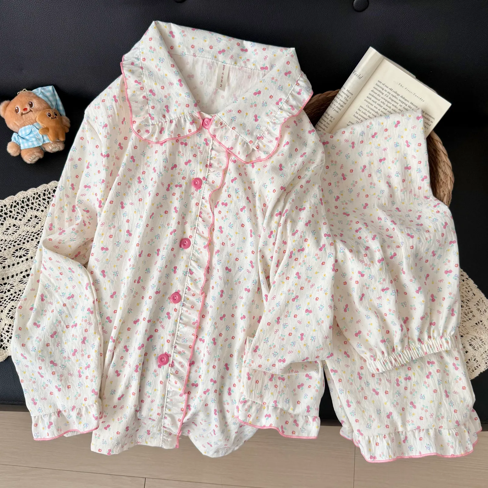 Nouvelle collection d'automne, cardigan avec col Claudine et coussinets, pyjama pour jeunes filles, adorable et doux, manches longues et pantalon long, vêtements d'intérieur, coton nuage · Grossiste · OEM · Mondial - Detail 17