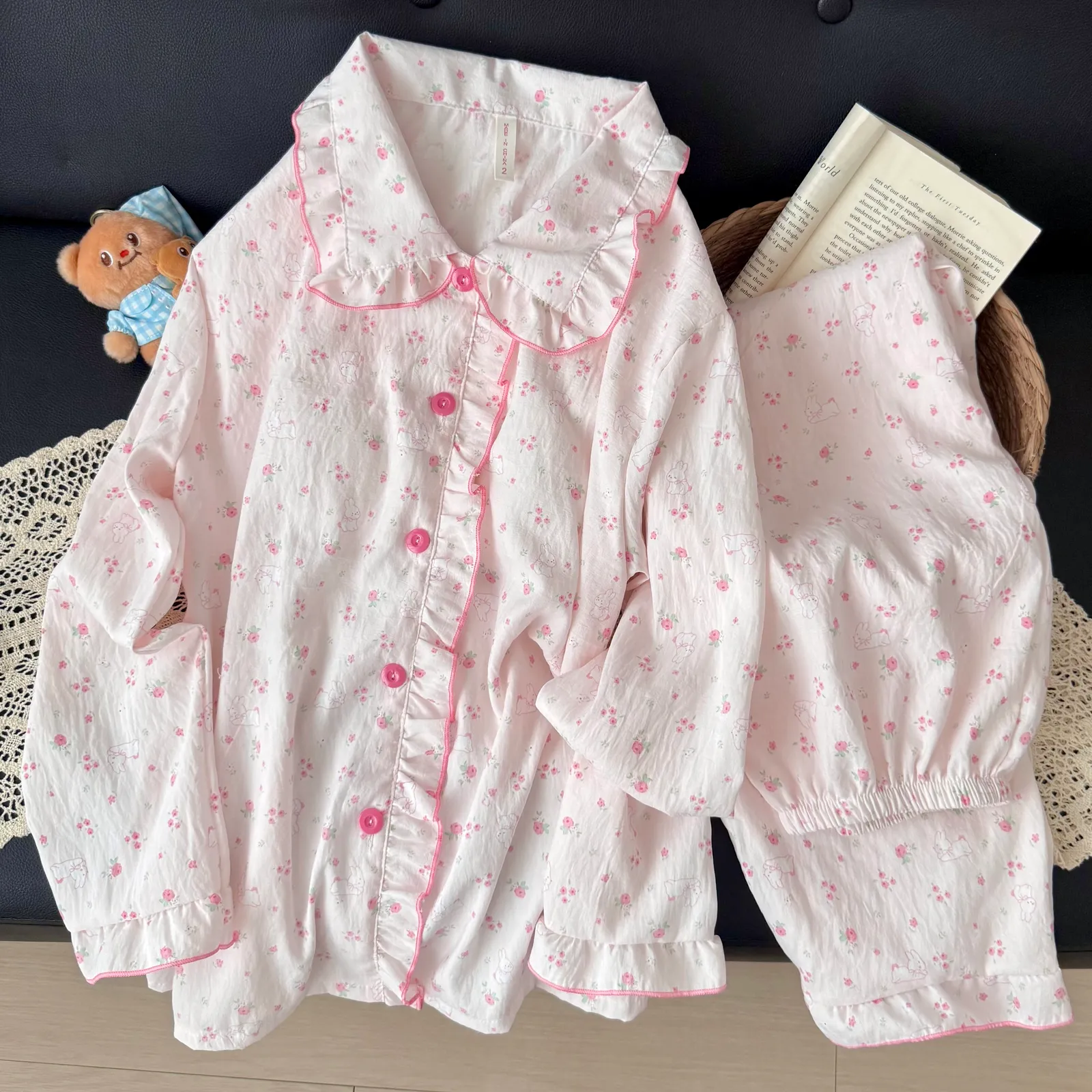 Nouvelle collection d'automne, cardigan avec col Claudine et coussinets, pyjama pour jeunes filles, adorable et doux, manches longues et pantalon long, vêtements d'intérieur, coton nuage · Grossiste · OEM · Mondial - Detail 15