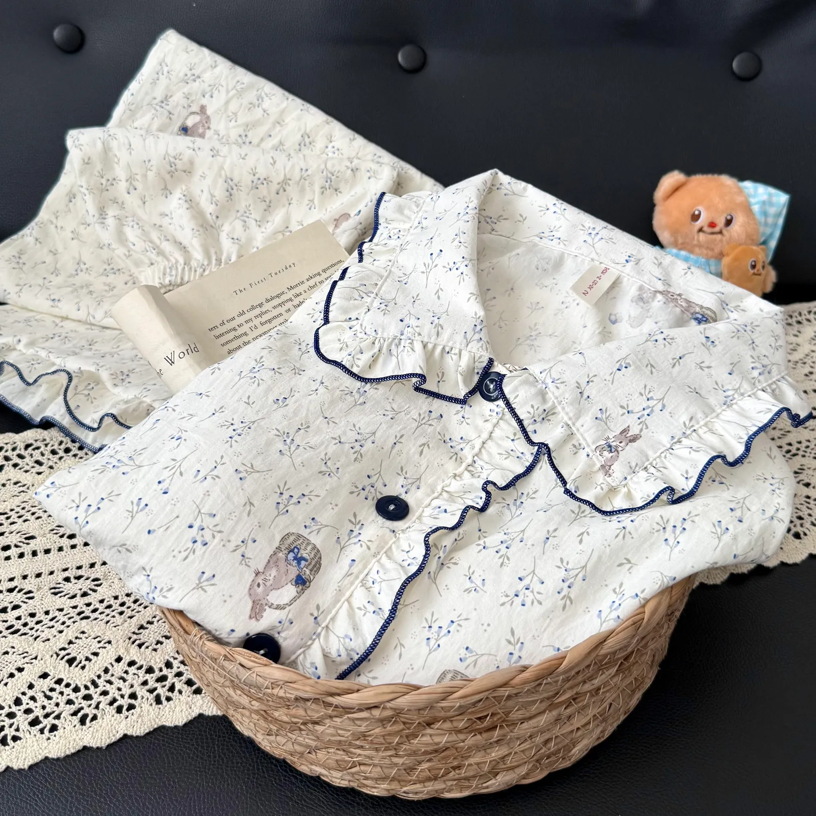 Nouvelle collection d'automne, cardigan avec col Claudine et coussinets, pyjama pour jeunes filles, adorable et doux, manches longues et pantalon long, vêtements d'intérieur, coton nuage · Grossiste · OEM · Mondial - Detail 9
