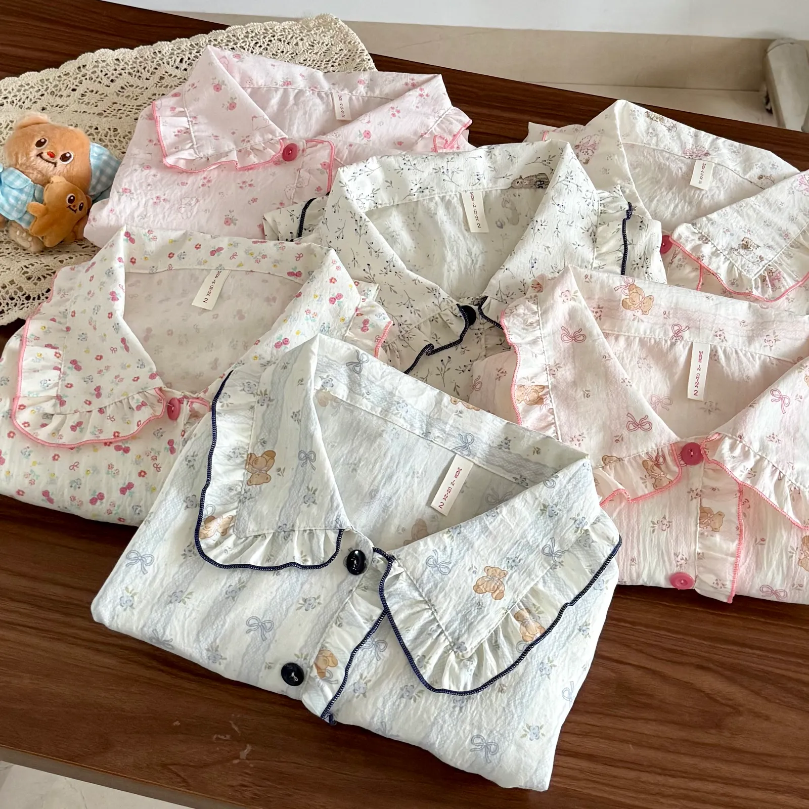 Nouvelle collection d'automne, cardigan avec col Claudine et coussinets, pyjama pour jeunes filles, adorable et doux, manches longues et pantalon long, vêtements d'intérieur, coton nuage · Grossiste · OEM · Mondial - Detail 2