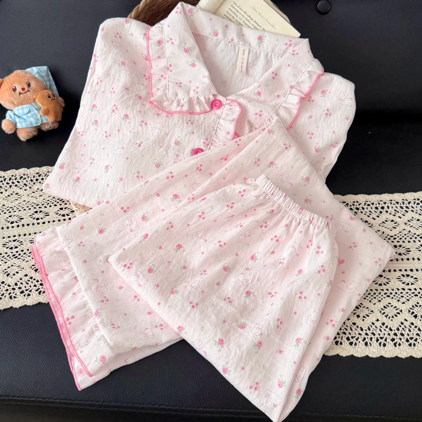 Nouvelle collection d'automne, cardigan avec col Claudine et coussinets, pyjama pour jeunes filles, adorable et doux, manches longues et pantalon long, vêtements d'intérieur, coton nuage · Grossiste · OEM · Mondial - Detail 20