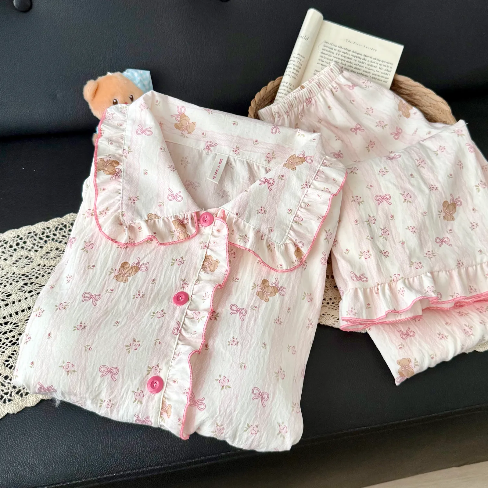 Nouvelle collection d'automne, cardigan avec col Claudine et coussinets, pyjama pour jeunes filles, adorable et doux, manches longues et pantalon long, vêtements d'intérieur, coton nuage · Grossiste · OEM · Mondial - Detail 24