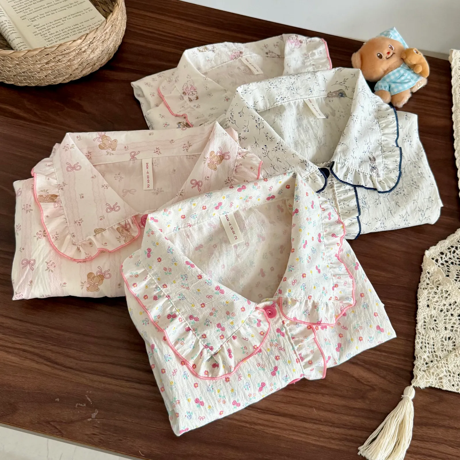 Nouvelle collection d'automne, cardigan avec col Claudine et coussinets, pyjama pour jeunes filles, adorable et doux, manches longues et pantalon long, vêtements d'intérieur, coton nuage · Grossiste · OEM · Mondial - Detail 3
