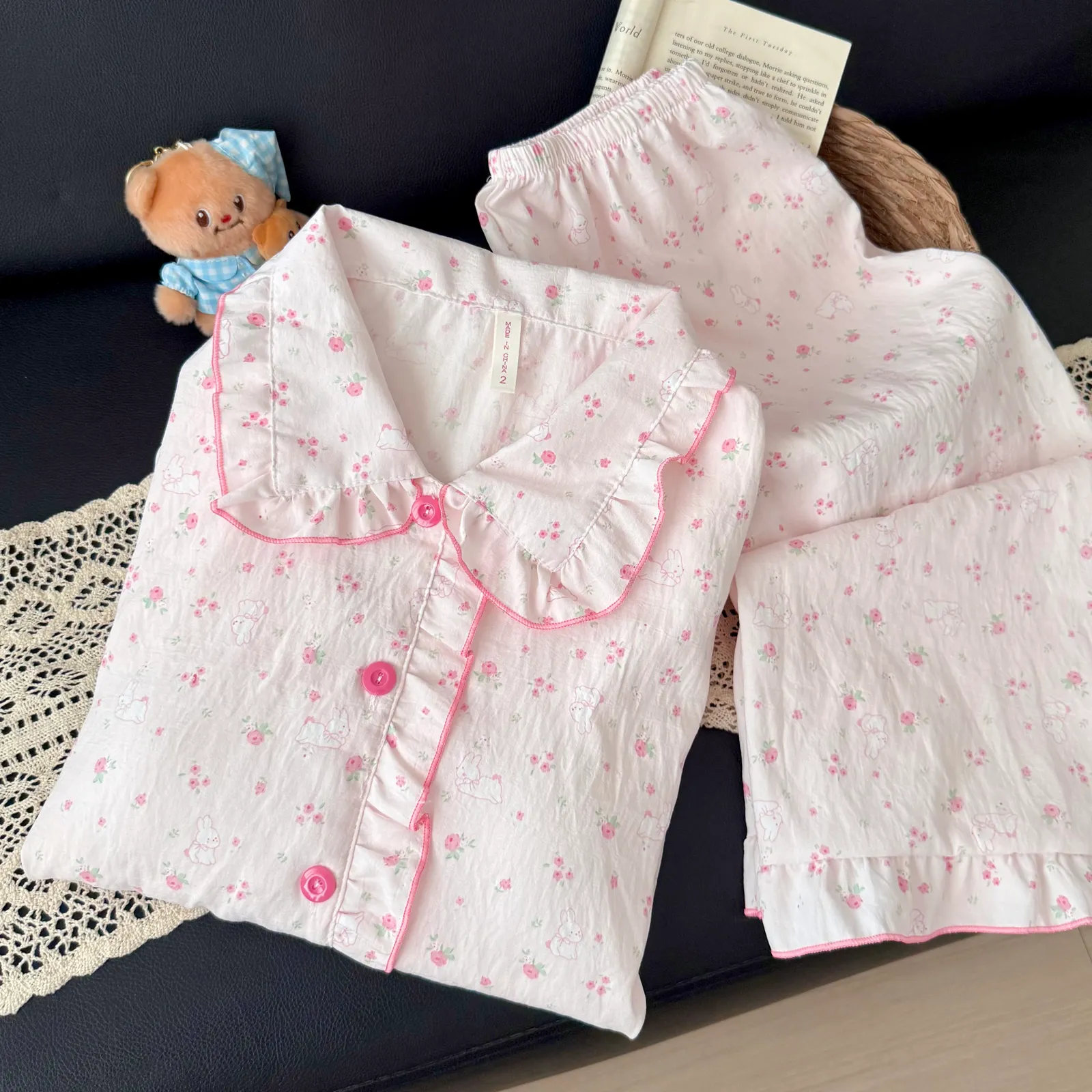 Nouvelle collection d'automne, cardigan avec col Claudine et coussinets, pyjama pour jeunes filles, adorable et doux, manches longues et pantalon long, vêtements d'intérieur, coton nuage · Grossiste · OEM · Mondial - Detail 16