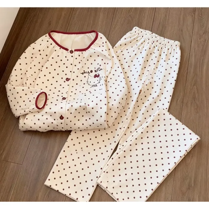 刺繍犬 パジャマ レディース 秋冬 リブ ドイツベルベット 丸首 かわいい 暖かい 韓国風 部屋着 2点セット · 卸売 · OEM · 世界へ発送 - Detail 4