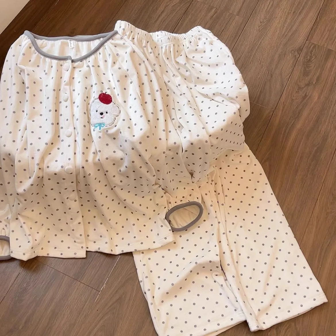 刺繍犬 パジャマ レディース 秋冬 リブ ドイツベルベット 丸首 かわいい 暖かい 韓国風 部屋着 2点セット · 卸売 · OEM · 世界へ発送 - Detail 18