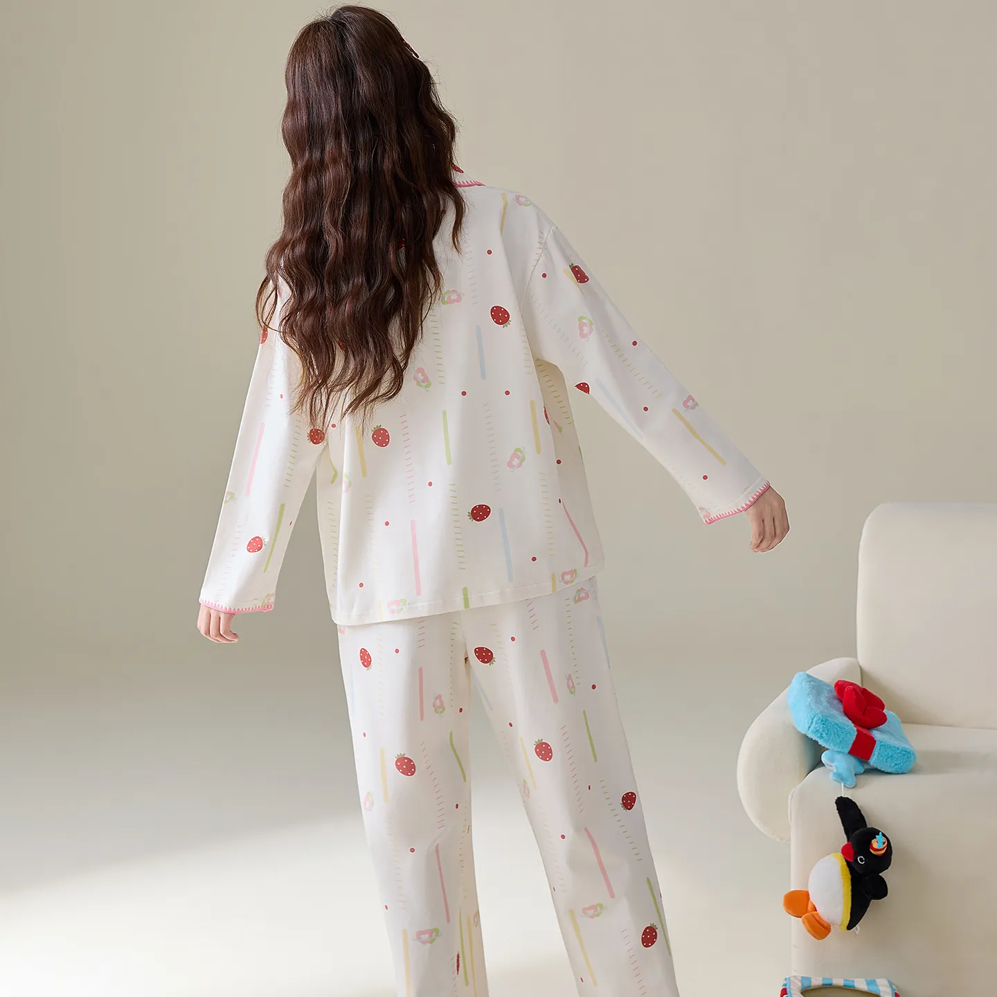 Autumn New Pure Cotton Small Lapel Women's Straight-Leg Wide-Leg Pants Set · Wholesale · OEM · Worldwide Shipping - View 4