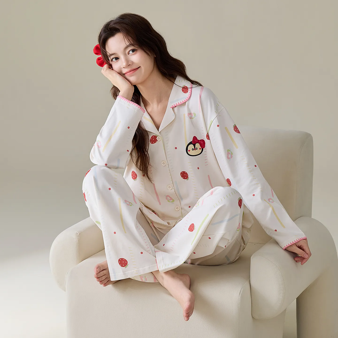 Autumn New Pure Cotton Small Lapel Women's Straight-Leg Wide-Leg Pants Set · Wholesale · OEM · Worldwide Shipping - View 1