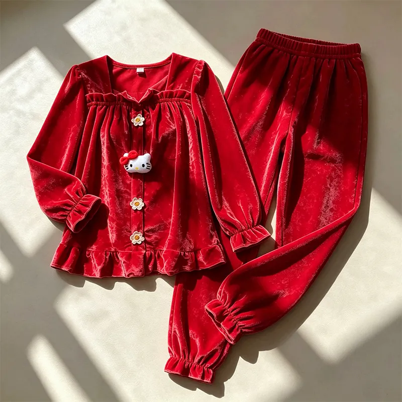New Pajamas Women Spring Autumn Winter Gold Velvet Long Sleeve Long Pants Sweet Cute Homewear Two Piece Set · Wholesale · OEM · Worldwide Shipping - View 1