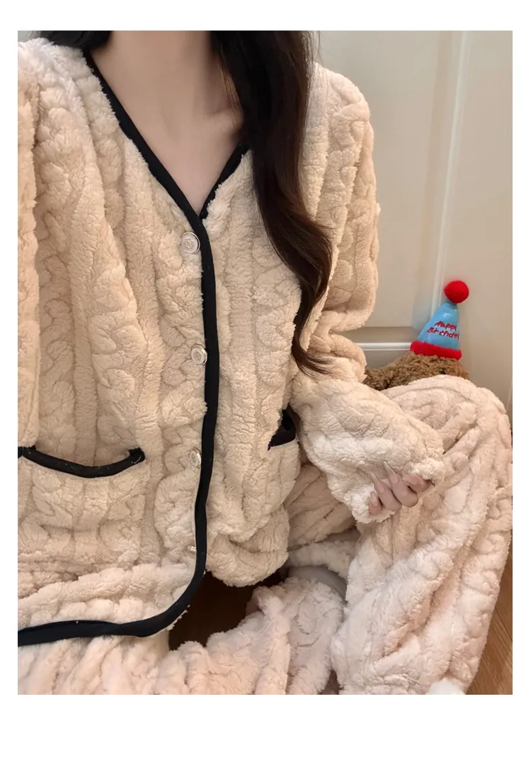 ジャカード長毛パジャマ レディース 冬 レディース新作 加厚 保温 大きいサイズ ルームウェア · 卸売 · OEM · 世界へ発送 - Detail 8