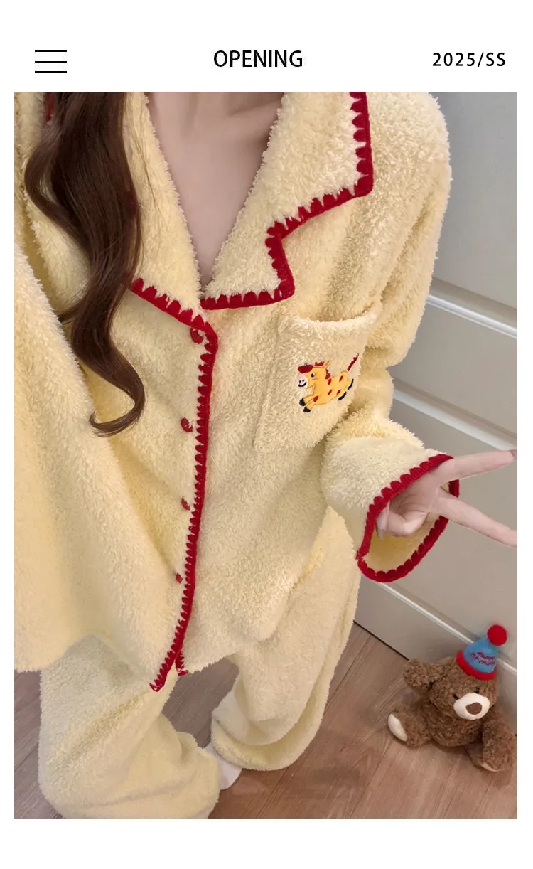 Zhenbei Fleece Cardigan Pajamas Women Winter 2026 New Thickened Warm Plus Size Loungewear Set · Wholesale · OEM · Worldwide Shipping - Detail 3