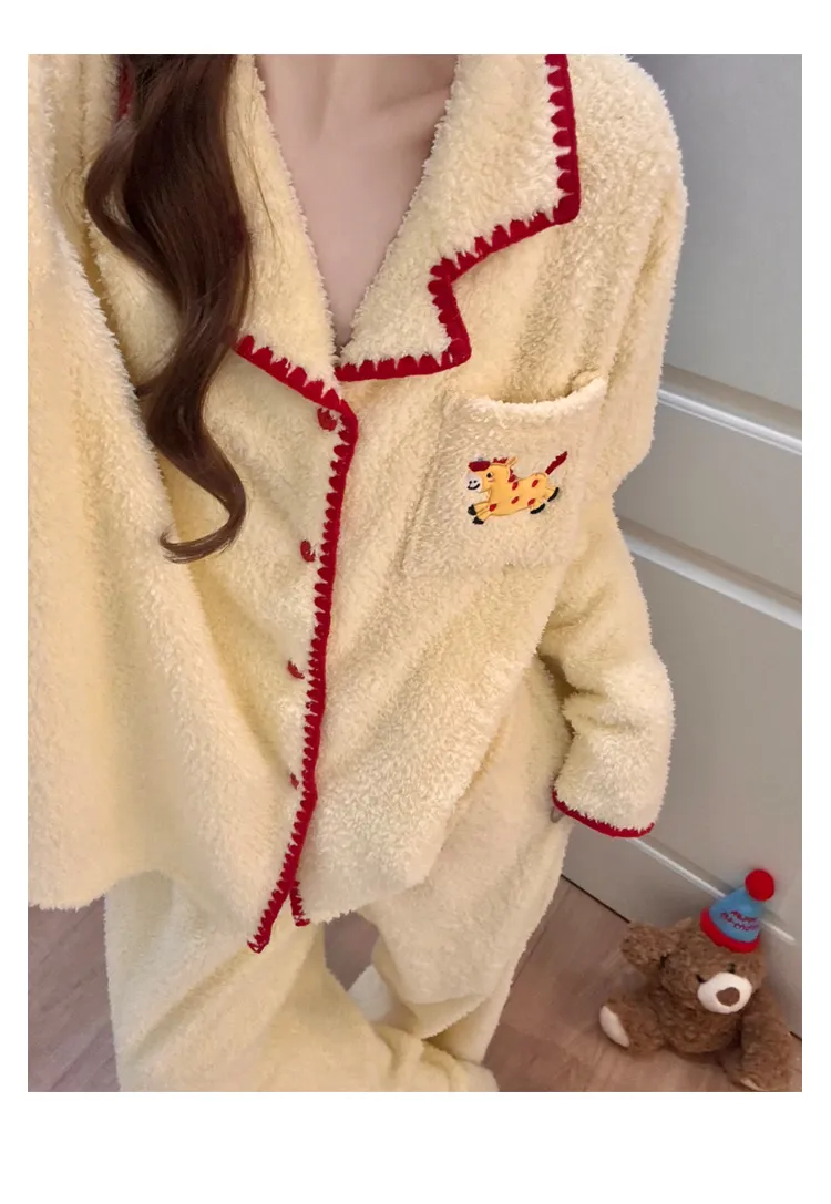 Zhenbei Fleece Cardigan Pajamas Women Winter 2026 New Thickened Warm Plus Size Loungewear Set · Wholesale · OEM · Worldwide Shipping - Detail 6