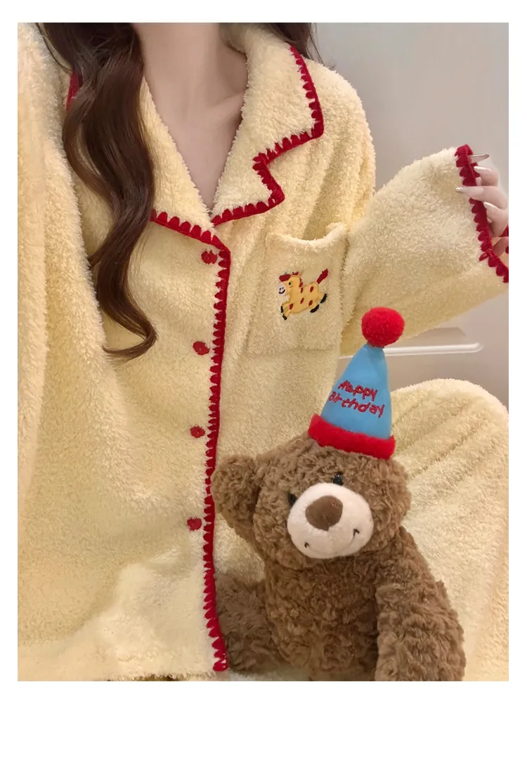 Zhenbei Fleece Cardigan Pajamas Women Winter 2026 New Thickened Warm Plus Size Loungewear Set · Wholesale · OEM · Worldwide Shipping - Detail 9