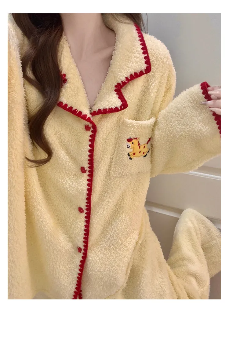 Zhenbei Fleece Cardigan Pajamas Women Winter 2026 New Thickened Warm Plus Size Loungewear Set · Wholesale · OEM · Worldwide Shipping - Detail 7