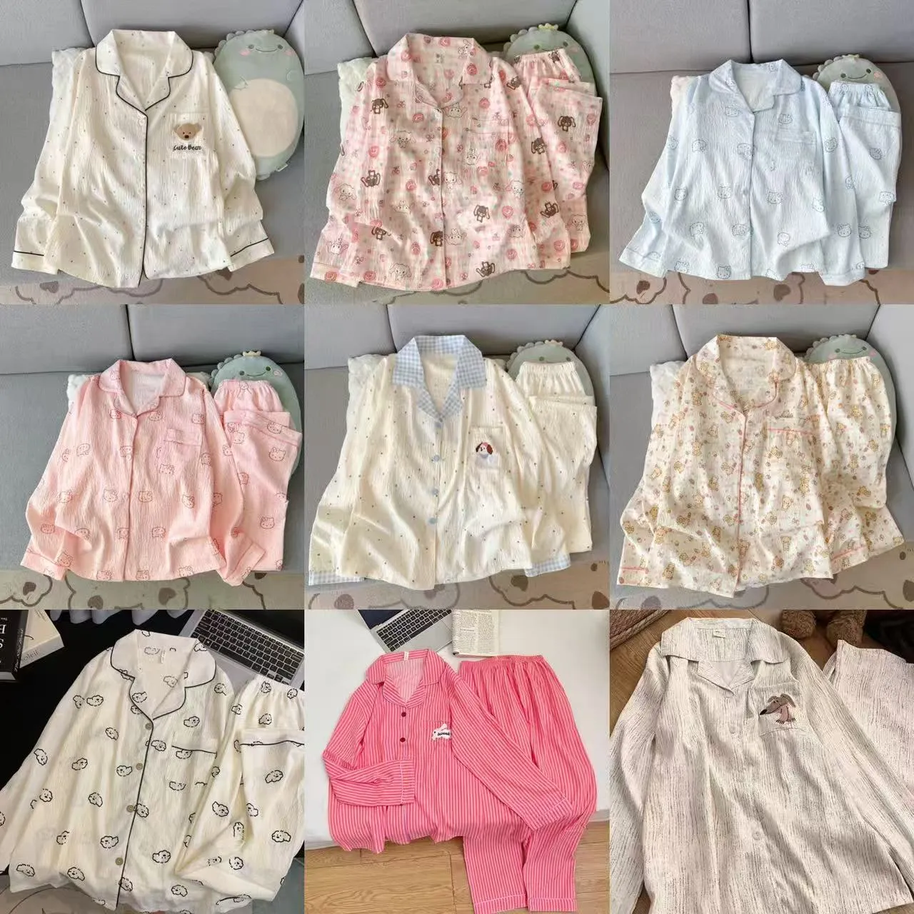 Source Factory Cloud Cotton Pajamas for Girls Sweet Style Autumn Long-Sleeve Long-Pants Loungewear · Wholesale · OEM · Worldwide Shipping - Detail 1