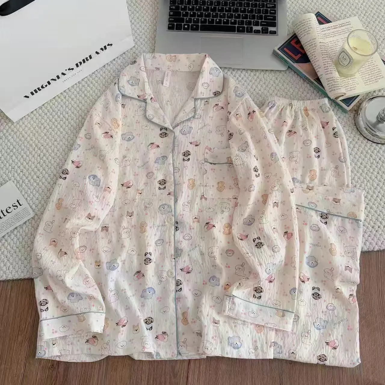 Source Factory Cloud Cotton Pajamas for Girls Sweet Style Autumn Long-Sleeve Long-Pants Loungewear · Wholesale · OEM · Worldwide Shipping - Detail 4