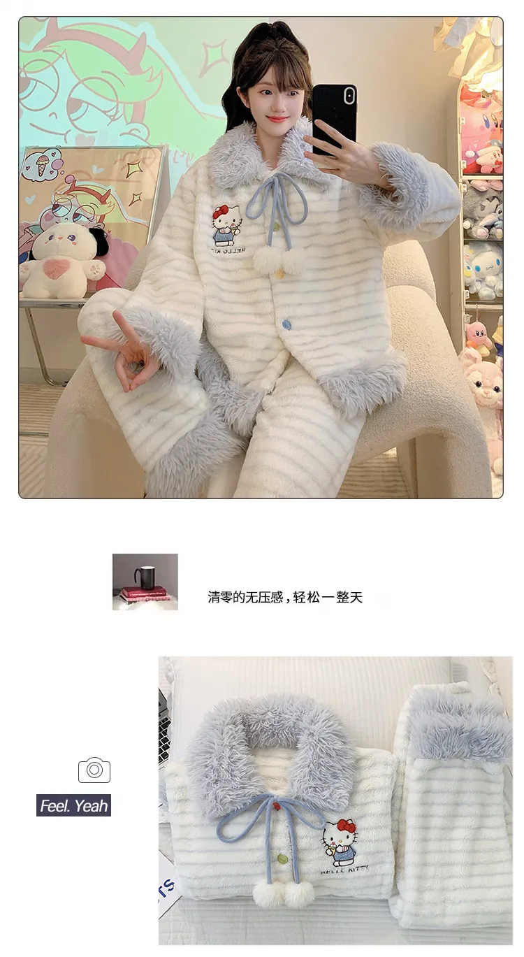 Meifei Velvet Pajamas Women Autumn Winter Sweet Style Long Sleeve Long Pants Plus Size 110kg Fat MM Homewear Wearable Outside · Wholesale · OEM · Worldwide Shipping - Detail 21