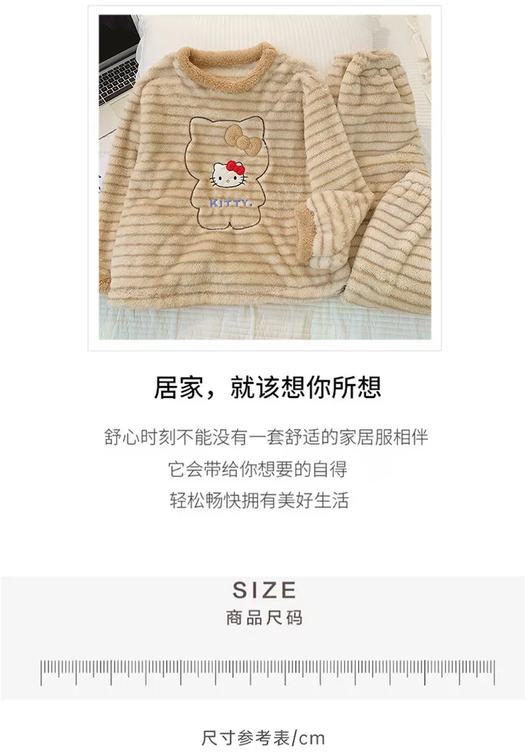 Meifei Velvet Pajamas Women Autumn Winter Casual Sweet Long Sleeve Long Pants Plus Size 110kg Fat M Homewear Wearable Outside · Wholesale · OEM · Worldwide Shipping - Detail 2