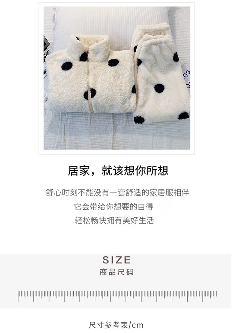 Long Plush Pajamas Women Winter Sweet Stand Collar Zip Cardigan Long Sleeve Long Pants Plus Size 110kg Loungewear · Wholesale · OEM · Worldwide Shipping - Detail 2