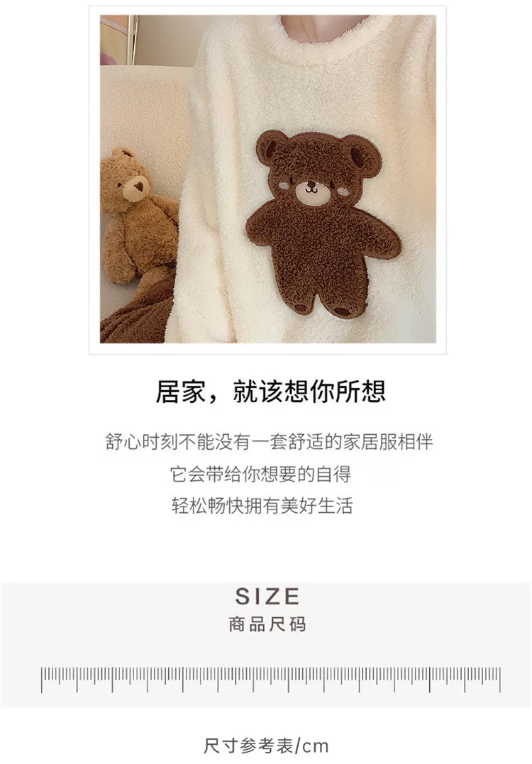 하프 플리스 파자마 여성 가을 겨울 캐주얼 스타일 긴팔 긴바지 빅사이즈 110kg 뚱뚱 MM 홈웨어 외출 가능 · 도매 · OEM · 전 세계 배송 - Detail 2
