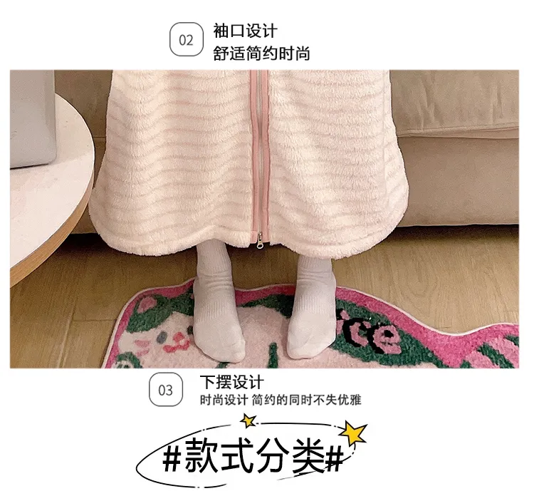 메이페이 벨벳 300g 파자마 여성 가을겨울 달콤한 프린세스 스타일 긴팔 나이트가운 루즈핏 빅사이즈 250근 홈웨어 · 도매 · OEM · 전 세계 배송 - Detail 8