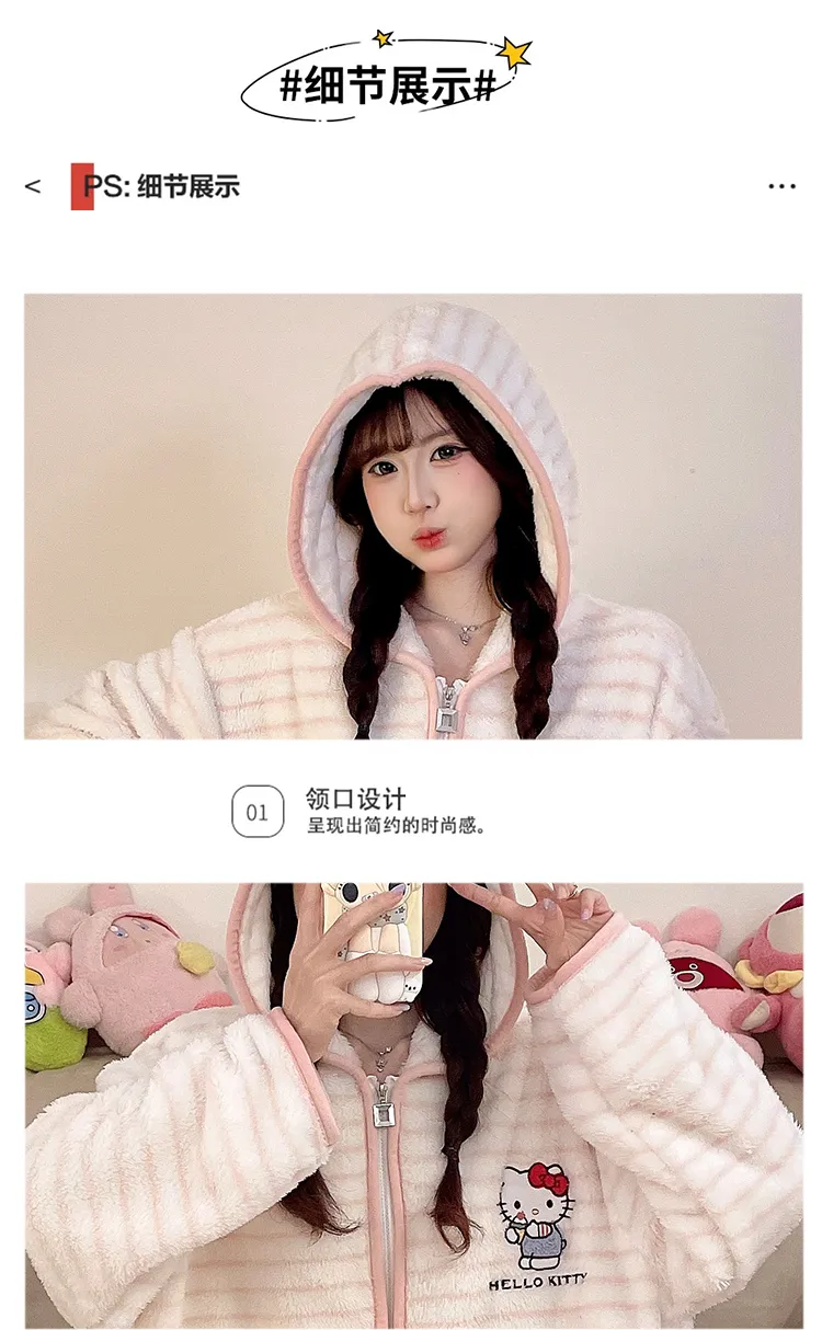 메이페이 벨벳 300g 파자마 여성 가을겨울 달콤한 프린세스 스타일 긴팔 나이트가운 루즈핏 빅사이즈 250근 홈웨어 · 도매 · OEM · 전 세계 배송 - Detail 7