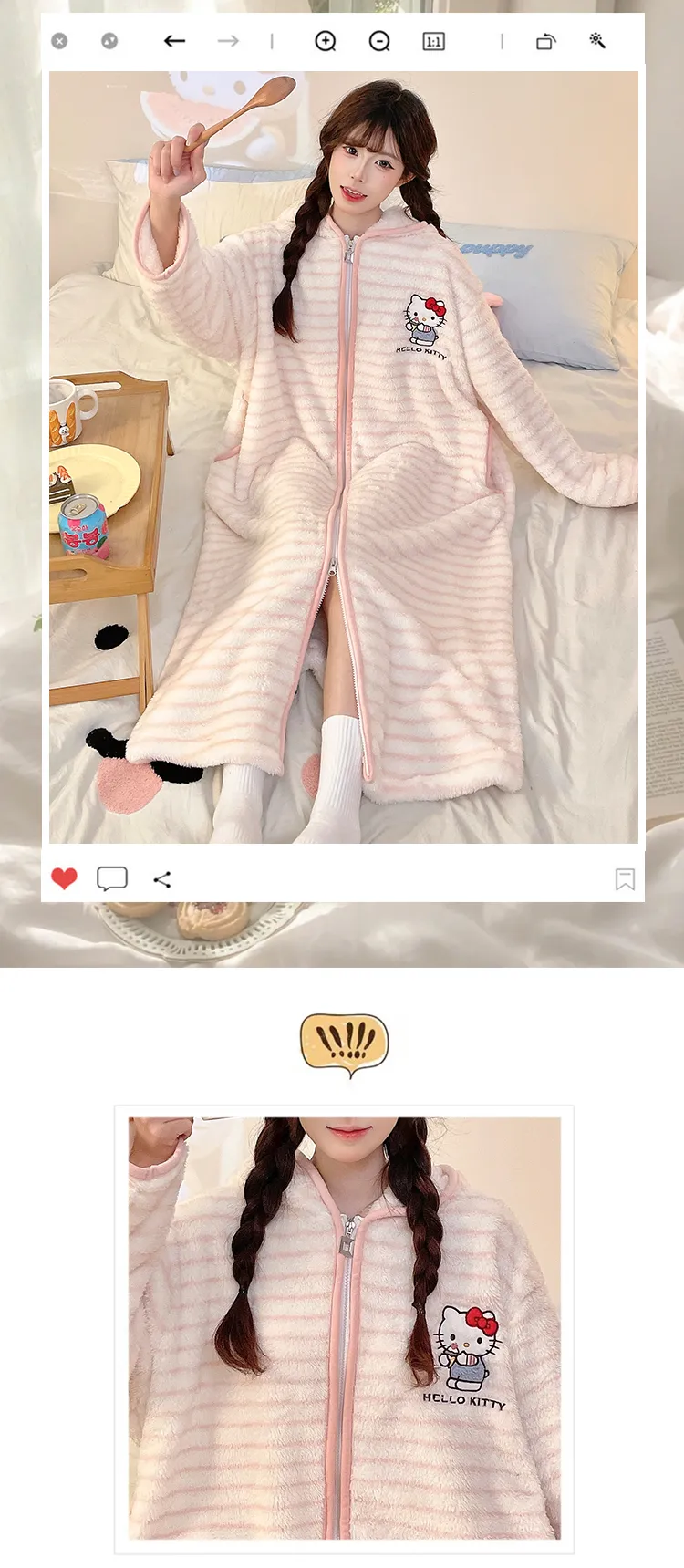 메이페이 벨벳 300g 파자마 여성 가을겨울 달콤한 프린세스 스타일 긴팔 나이트가운 루즈핏 빅사이즈 250근 홈웨어 · 도매 · OEM · 전 세계 배송 - Detail 5