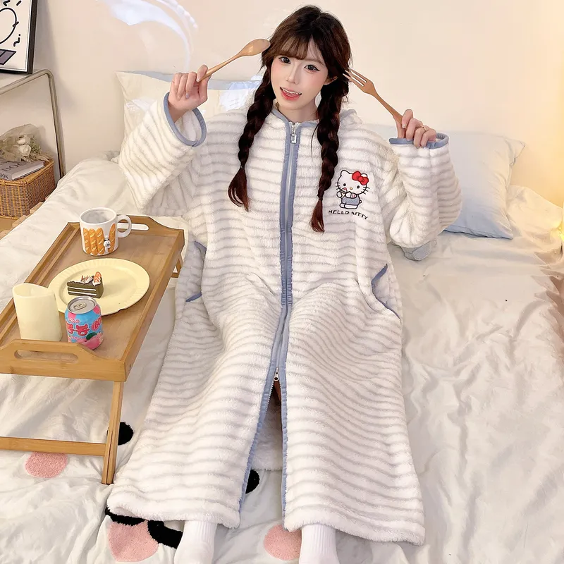 메이페이 벨벳 300g 파자마 여성 가을겨울 달콤한 프린세스 스타일 긴팔 나이트가운 루즈핏 빅사이즈 250근 홈웨어 · 도매 · OEM · 전 세계 배송 - View 1