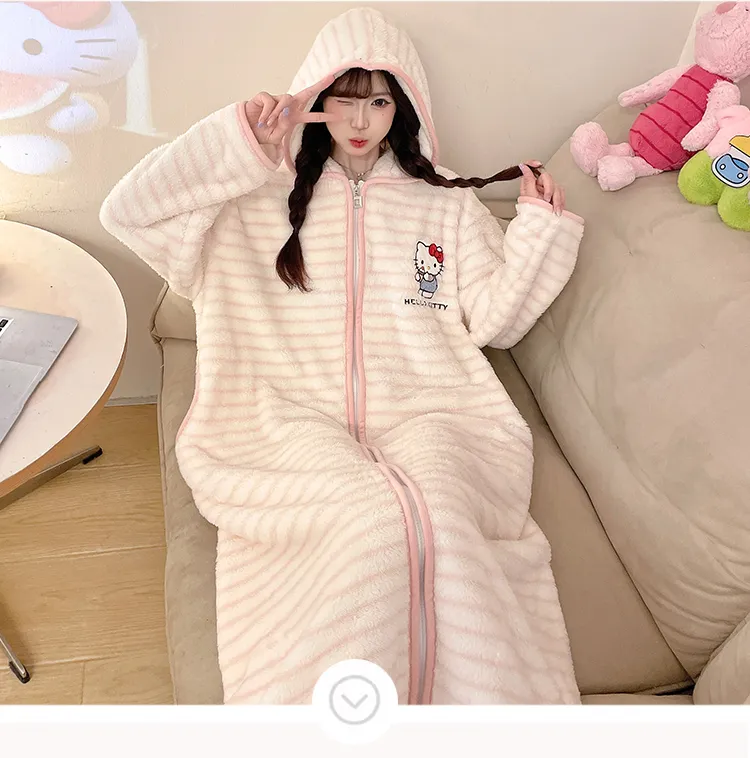 메이페이 벨벳 300g 파자마 여성 가을겨울 달콤한 프린세스 스타일 긴팔 나이트가운 루즈핏 빅사이즈 250근 홈웨어 · 도매 · OEM · 전 세계 배송 - Detail 11