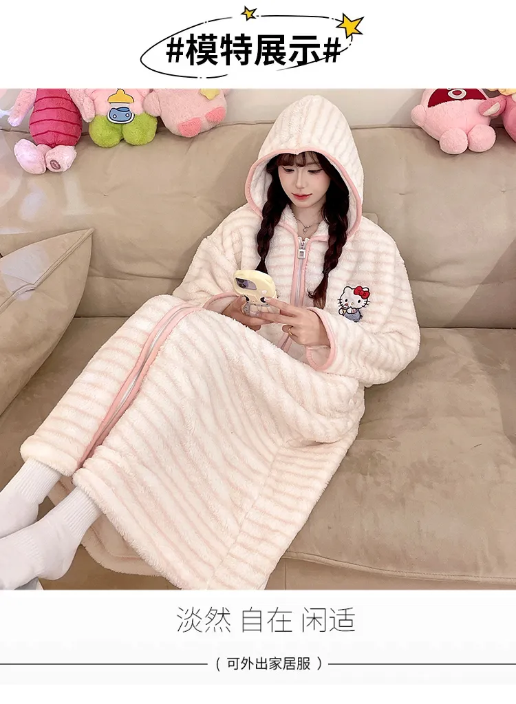 메이페이 벨벳 300g 파자마 여성 가을겨울 달콤한 프린세스 스타일 긴팔 나이트가운 루즈핏 빅사이즈 250근 홈웨어 · 도매 · OEM · 전 세계 배송 - Detail 10