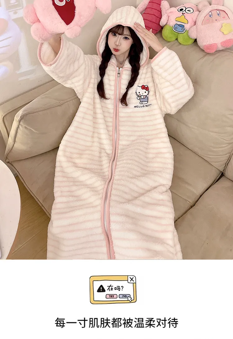메이페이 벨벳 300g 파자마 여성 가을겨울 달콤한 프린세스 스타일 긴팔 나이트가운 루즈핏 빅사이즈 250근 홈웨어 · 도매 · OEM · 전 세계 배송 - Detail 14