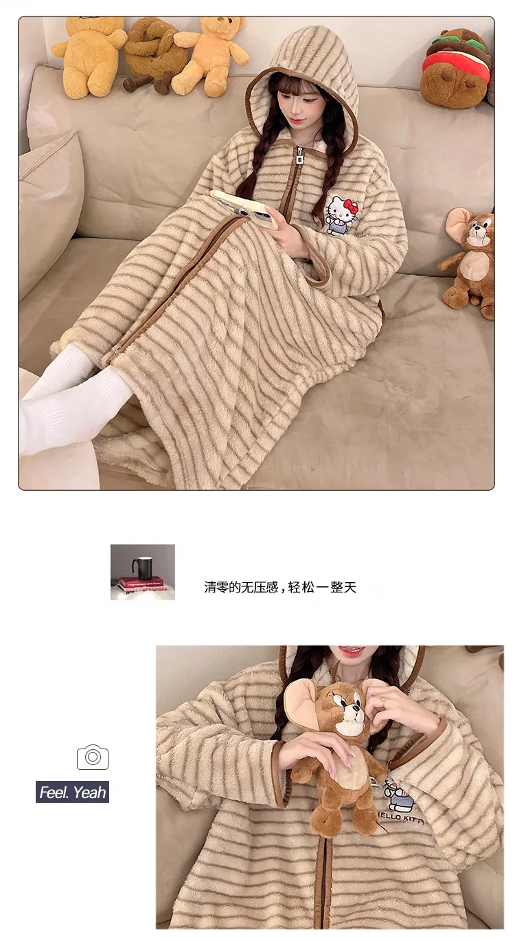 메이페이 벨벳 300g 파자마 여성 가을겨울 달콤한 프린세스 스타일 긴팔 나이트가운 루즈핏 빅사이즈 250근 홈웨어 · 도매 · OEM · 전 세계 배송 - Detail 22