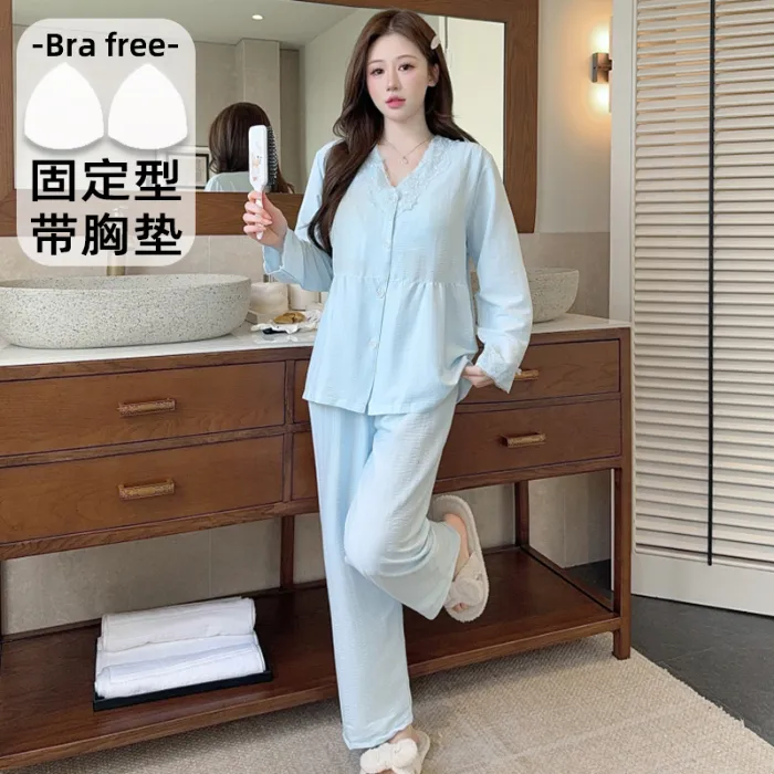 Sleep Beauty Autumn Plus Size 80-220 Jin Pajamas Cloud Cotton Cardigan Thin Casual Style Plus Size MM Loungewear · Wholesale · OEM · Worldwide Shipping - Detail 2