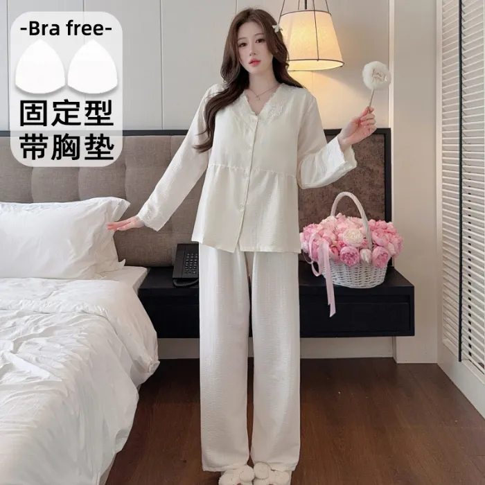 Sleep Beauty Autumn Plus Size 80-220 Jin Pajamas Cloud Cotton Cardigan Thin Casual Style Plus Size MM Loungewear · Wholesale · OEM · Worldwide Shipping - Detail 4